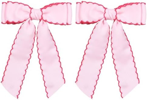 5 Inch Hair Bow Clips Edged Grosgrain Ribbon Hairpins Handmade Hair Accessories with Alligator Cl... | Amazon (US)