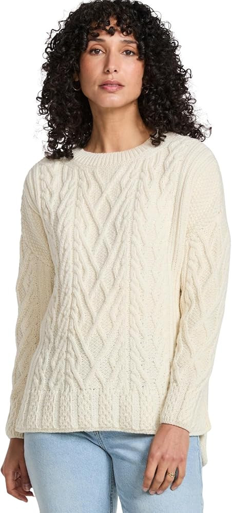 Aran Woollen Mills Womens Irish Cable Knit Aran Sweater. Tully Box Crew Neck Pullover, Supersoft ... | Amazon (US)