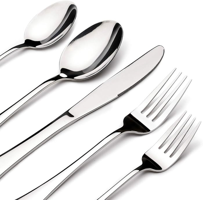 Silverware Set for 8, 40 Piece Heavy Duty Stainless Steel Flatware Utensils Cutlery Set Including... | Amazon (US)