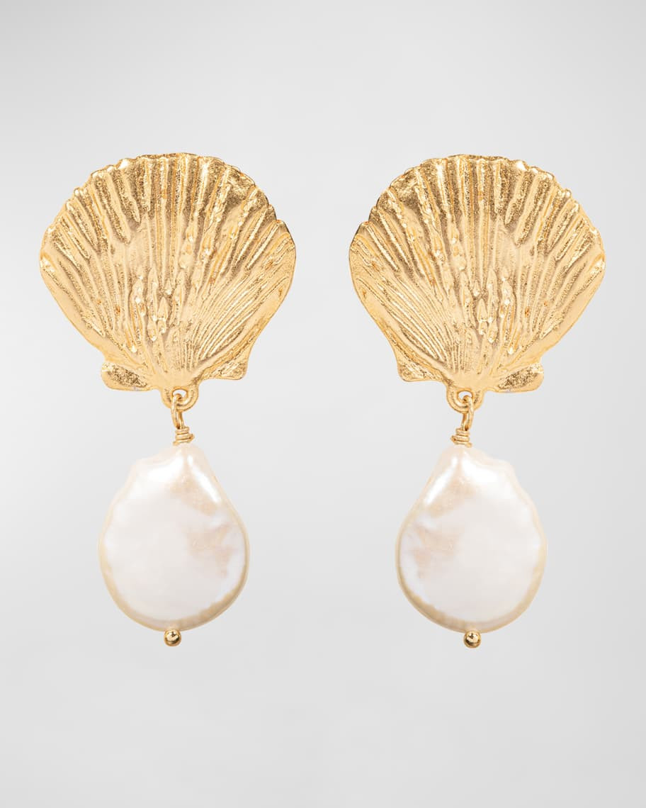 Sequin Shell Earrings with Mother-Of-Pearl | Neiman Marcus