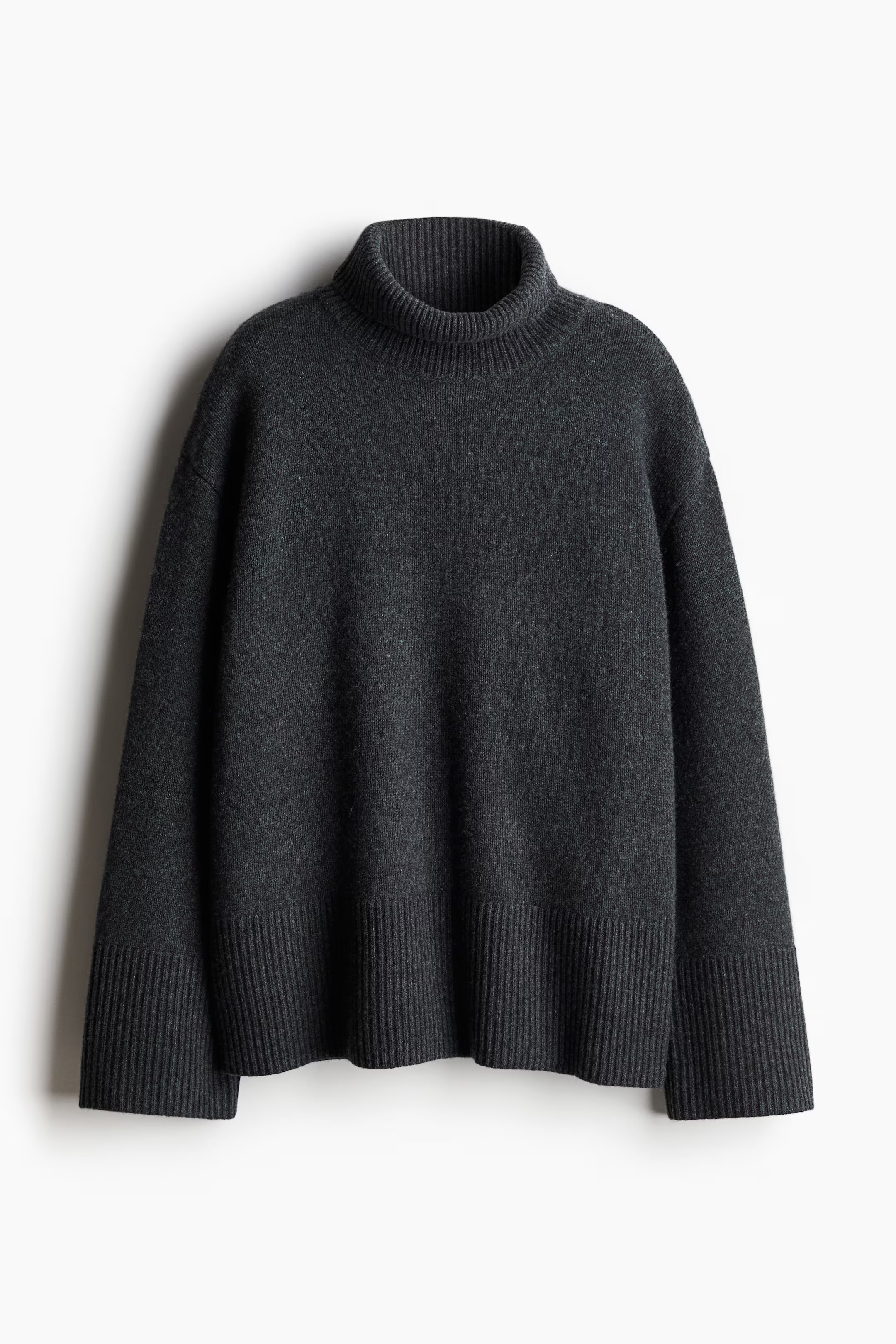 Cashmere-blend polo-neck jumper - Dark grey marl - Ladies | H&M GB | H&M (UK, MY, IN, SG, PH, TW, HK)