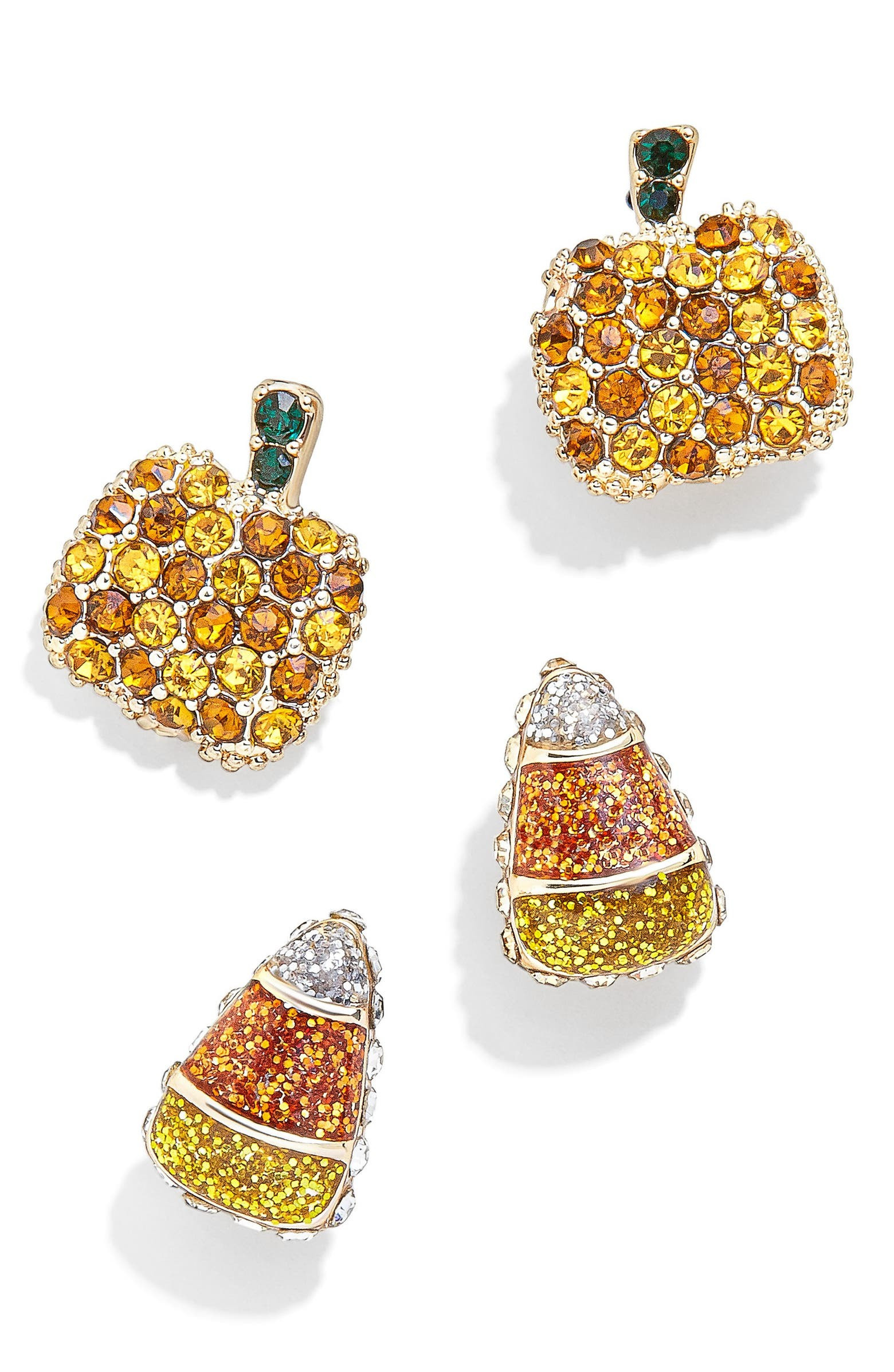 Set of 2 Pumpkin & Candy Corn Stud Earrings | Nordstrom