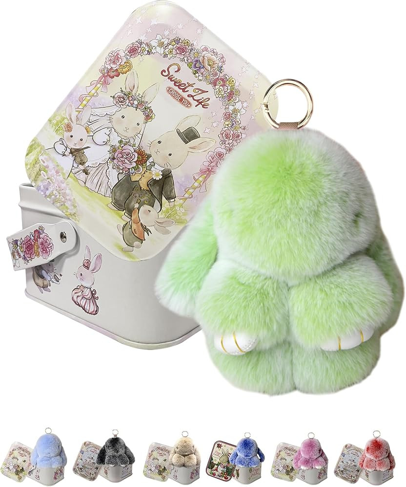 Easter Keychain With Tin Box, Bunny Lucky Keychains, Handmade Soft Bunny Keychain | Amazon (US)
