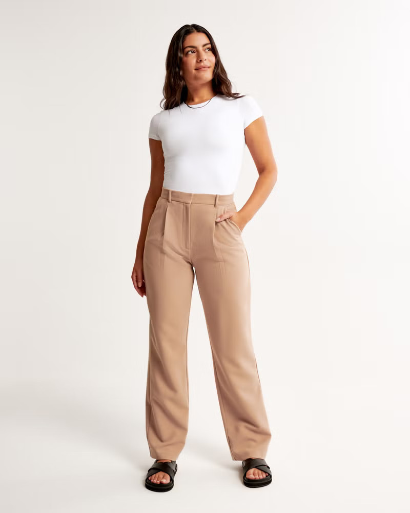 Curve Love Tailored Relaxed Straight Pant | Abercrombie & Fitch (US)