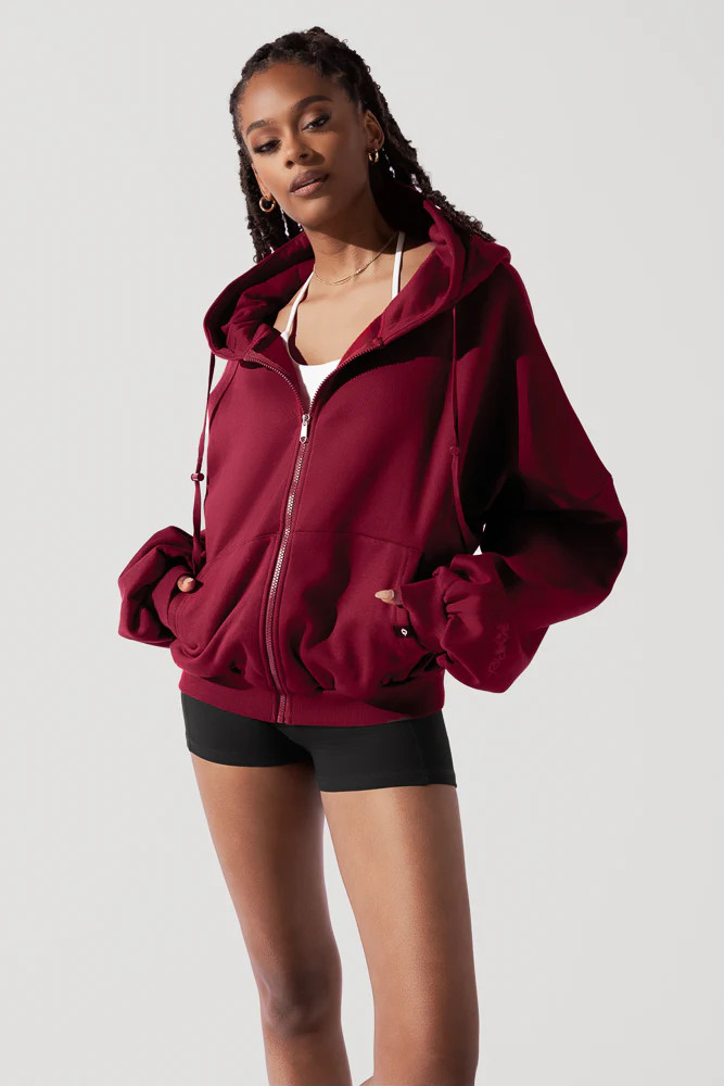Zip Cloud Hoodie - Crimson | POPFLEX