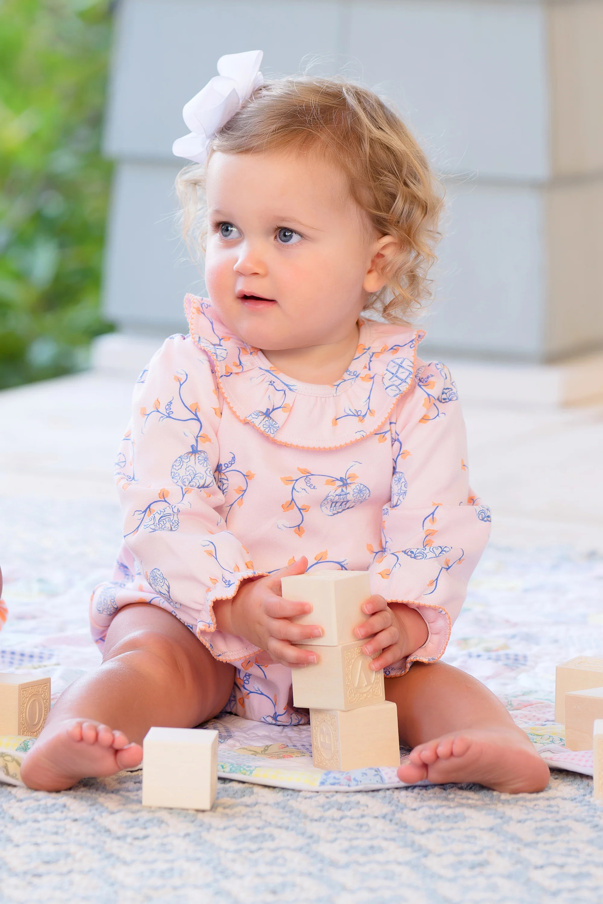Long Sleeve Ramona Ruffle Bubble - Gourd-geous with Seashore Sherbet | The Beaufort Bonnet Company