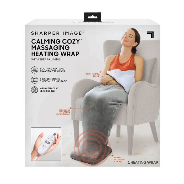 Sharper Image Calming Cozy Massaging Electric Heating Wrap with Sherpa Lining | Target