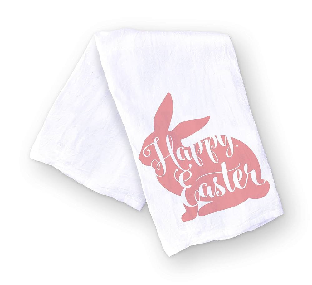 Handmade Happy Easter Kitchen Towels - 100% Cotton Pink Easter Dish Towels for Kitchen Bathroom -... | Amazon (US)