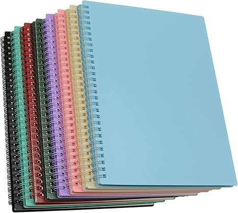 Yansanido Spiral Notebook, 8 Pcs 10.5 Inch x 7.45 Inch B5 Thick Plastic Hardcover 7mm College Rul... | Amazon (US)