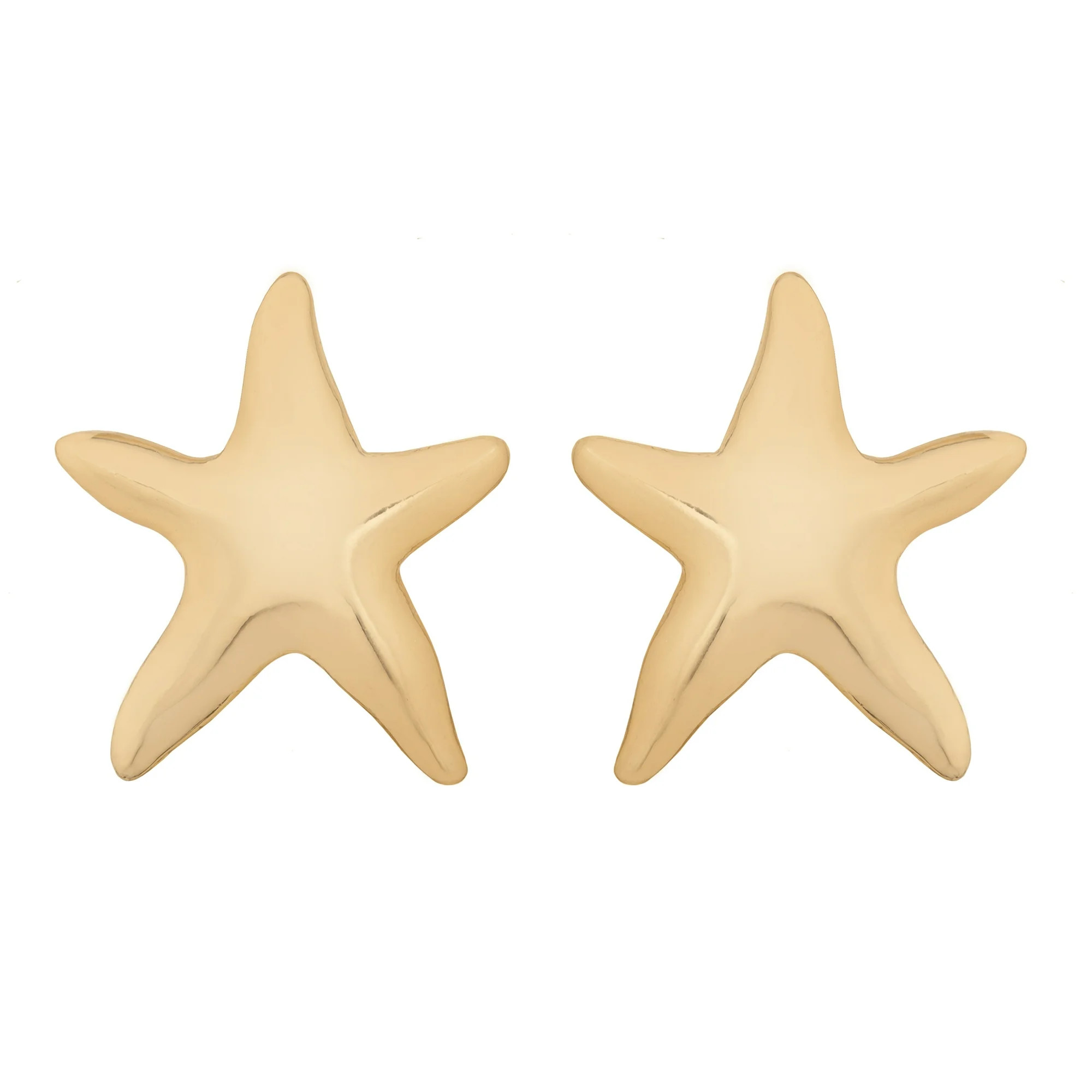 Time and Tru Women's Gold Tone Starfish Stud Earrings | Walmart (US)