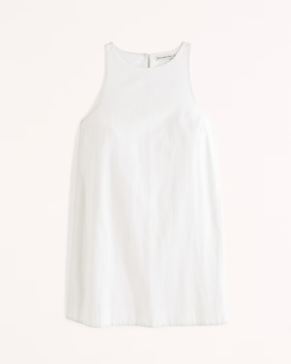 High-Neck Linen-Blend Mini Dress | Abercrombie & Fitch (US)