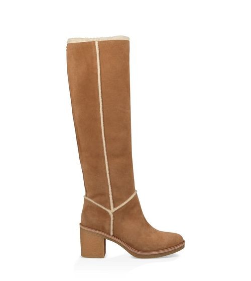 UGG Kasen Tall Women's Suede Heeled Boots in Chestnut Size 5 | UGG US & AU
