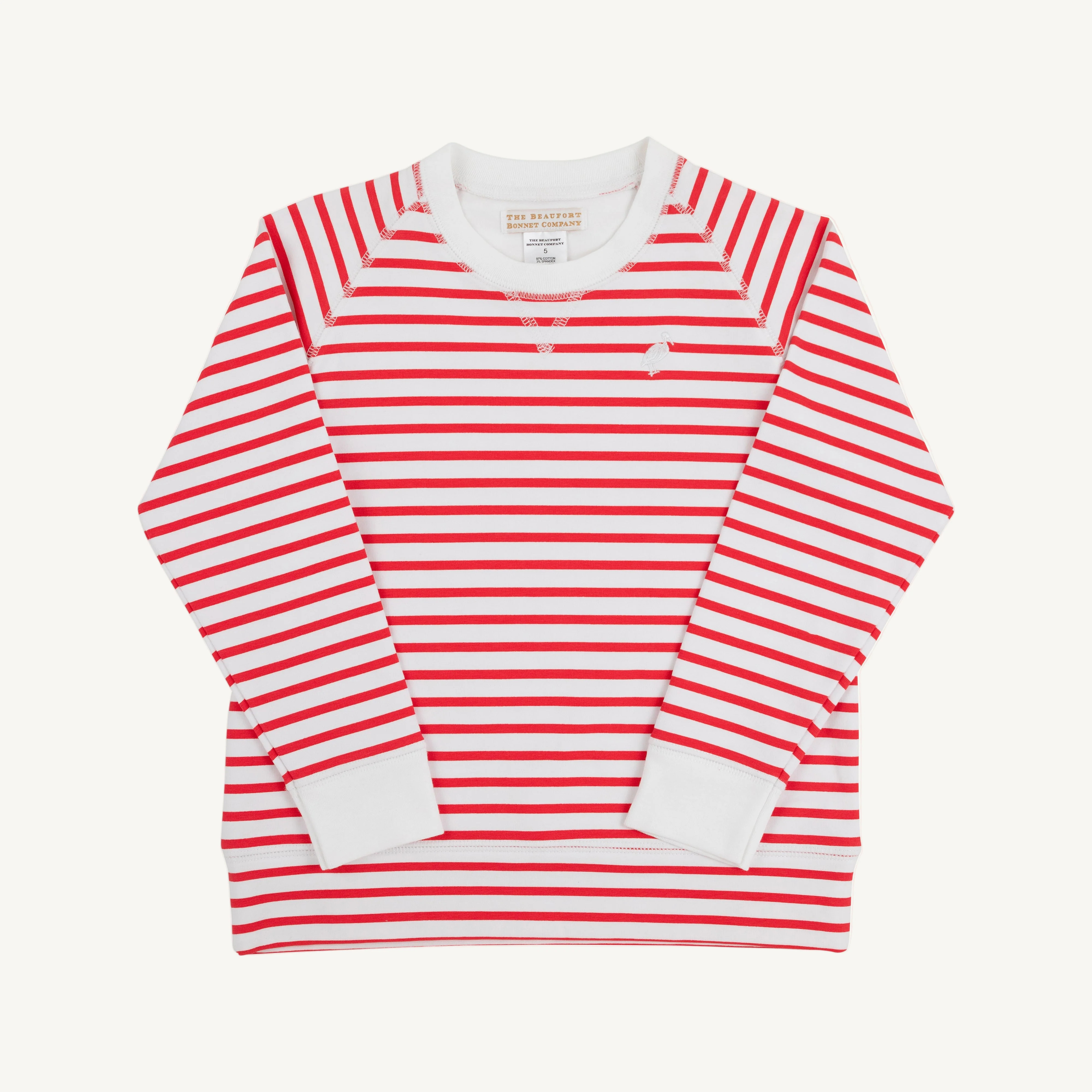 Cassidy Comfy Crewneck - Richmond Red Stripe with Worth Avenue White S | The Beaufort Bonnet Company
