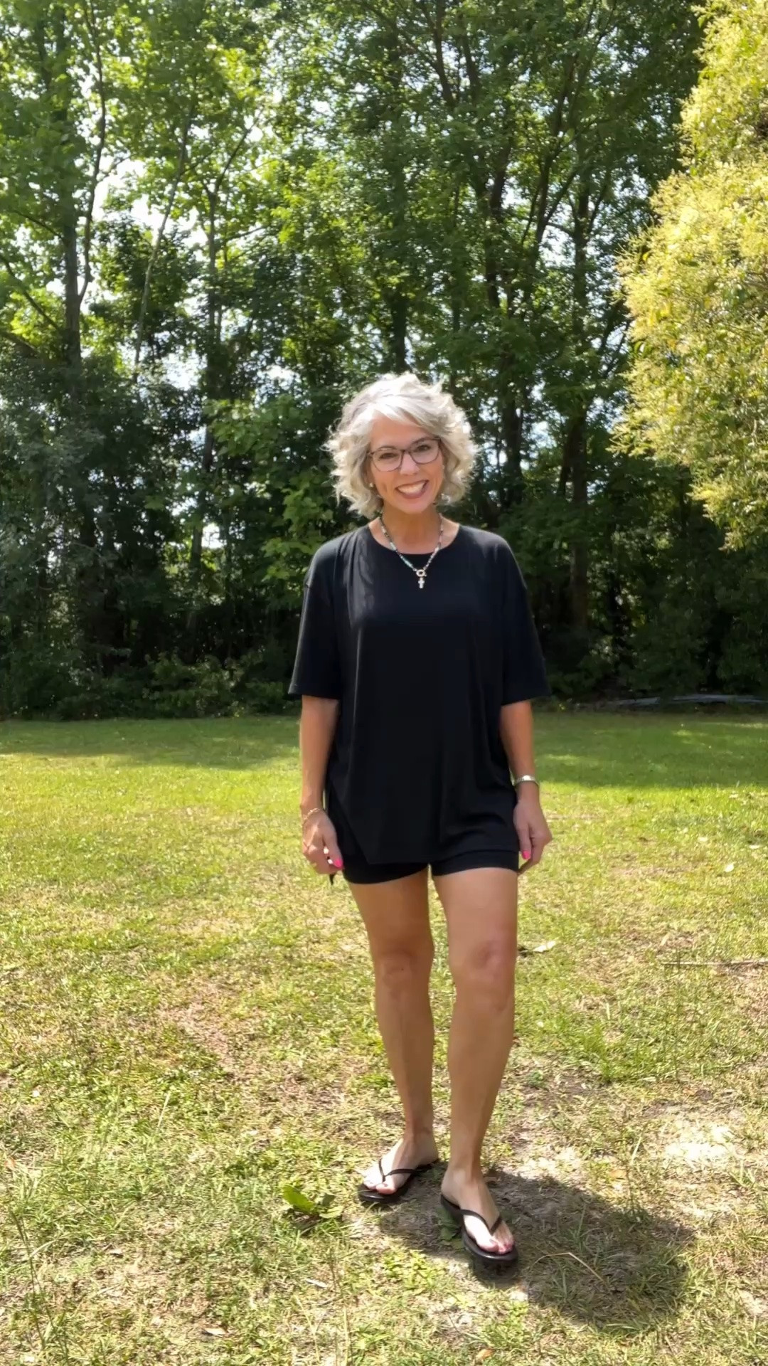 Weekend vibes and this black two piece set from Amazon is everything, an oversized short sleeve top with a high low split hem paired with biker style shorts with a side pocket and elastic waistband and it is so comfortable and cute! Wearing a small but if you are between sizes go up because the shorts run just a tad small, and I styled it with black flip flops from Walmart and a beaded cross necklace from Cato to finish the look. Casual, comfy, and so easy to throw on. 

#amazonfashion #amazonfinds #amazonstyle #founditonamazon #amazonset #amazonoutfit #walmartfashion #walmartfinds #catofashion #catofinds #summerstyle #summeroutfit #summerfashion #summerinspo #summervibes #summerlook #summerwear #casualoutfit #casualstyle #casualfashion #casualwear #casualchic #casualootd #weekendoutfit #weekendstyle #weekendvibes #comfyoutfit #comfystyle #effortlessstyle #effortlessfashion #ootd #ootdfashion #outfitoftheday #outfitinspo #outfitideas #realoutfitgram #todaysoutfit #affordablefashion #affordablestyle #budgetfashion #womensfashion #womensstyle #petitestyle #petitefashion #petiteoutfit #petitewomen #petitegirl #petites #momstyle #momfashion #momootd #momlife #teacherstyle #teacherfashion #grandmastyle #grandmafashion #over40style #over40fashion #over40andfabulous #fashionover40 #womenover40 #over50style #over50fashion #fashionover50 #agelessstyle #midlife #midlifestyle #midlifefashion #maturestyle #maturefashion #fashionblogger #fashionista #styleinspo #fashioninspo #instafashion #cuteoutfit #trending #fashion #style #ltkfinds #ltkseasonal #ltkunder50 #ltkpetite #ltkover40 #ltkover50 #ltkfashion #ltkstyle #ltksummer #ltkspring #liketoknowit #shopltk #twopicceset #matchingset #bikershorts #oversizedtop #highlowhem #splithum #blackset #comfyset #loungeoutfit #flipflops #beadednecklace #crossnecklace #weekendcomfy

#LTKmomlife #LTKPetite #LTKootd