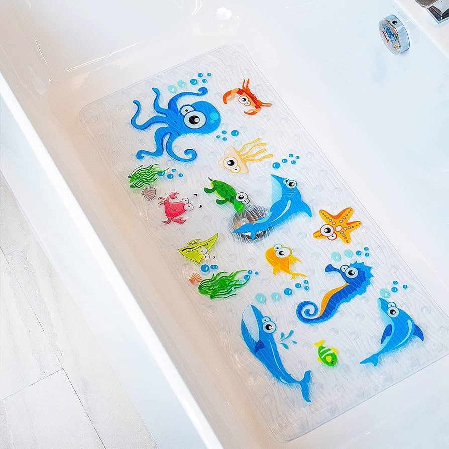 Bath Mats for Tub Kids,Baby Toddler - Large Cartoon Non-Slip Bathroom Bathtub Anti-Slip Shower Ma... | Amazon (US)