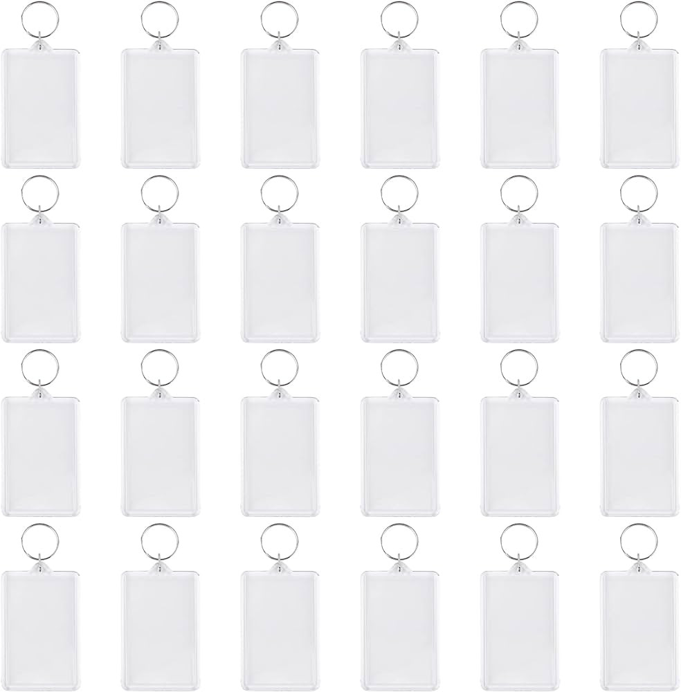 Framendino, 24 Pack Acrylic Keychain Blanks Rectangle Photo Frame Insert Blank Key rings 2 x 3 In... | Amazon (US)