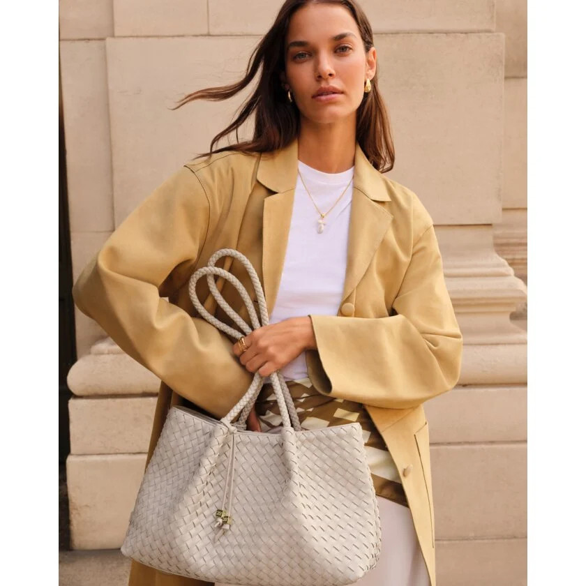 Nova Hand Woven Small Shoulder Tote in Oyster | Katie Loxton Ltd. (UK)