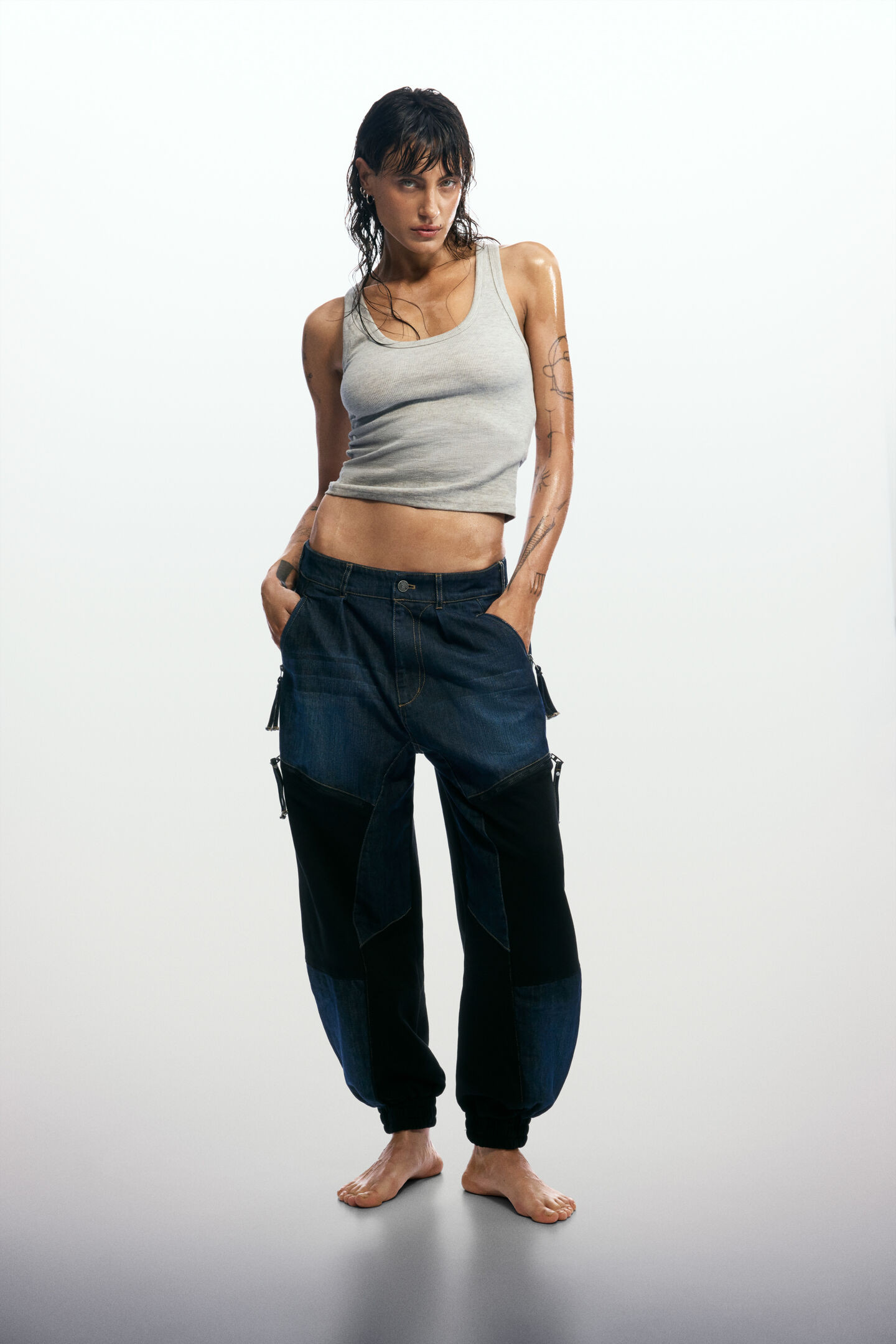 Patchwork denim trousers blue Women's I Desigual.com | Desigual USA,CA