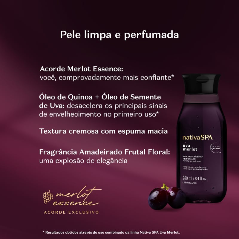 Sabonete Líquido Perfumado Nativa Spa Uva Merlot 250ml | O Boticário | oBoticario (BR)