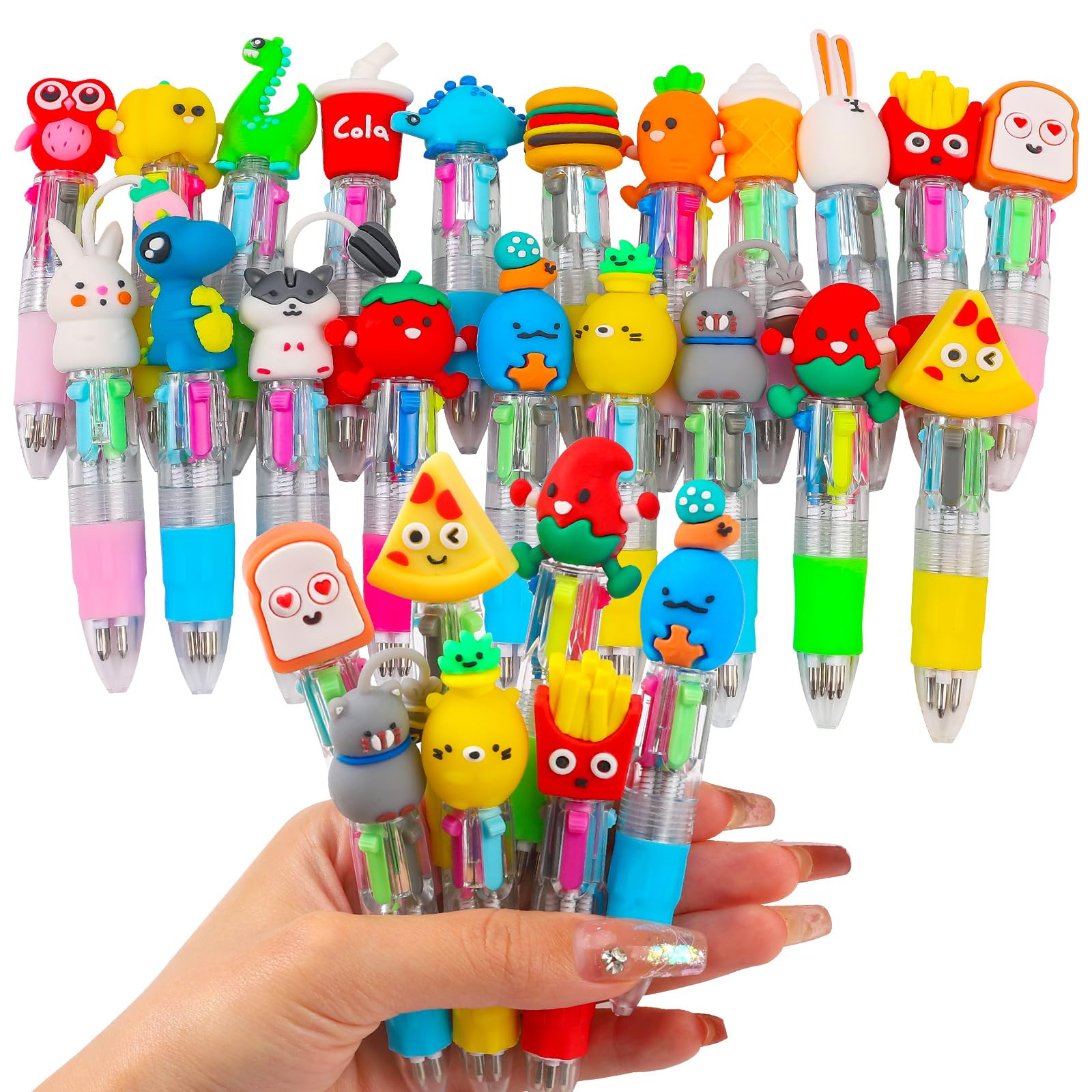 CZWZ 20Pcs Mini Multicolor Pens in One 4-in-1 Cute Pens Bulk for Kids, Fun Kawaii Ballpoint Pens ... | Amazon (US)