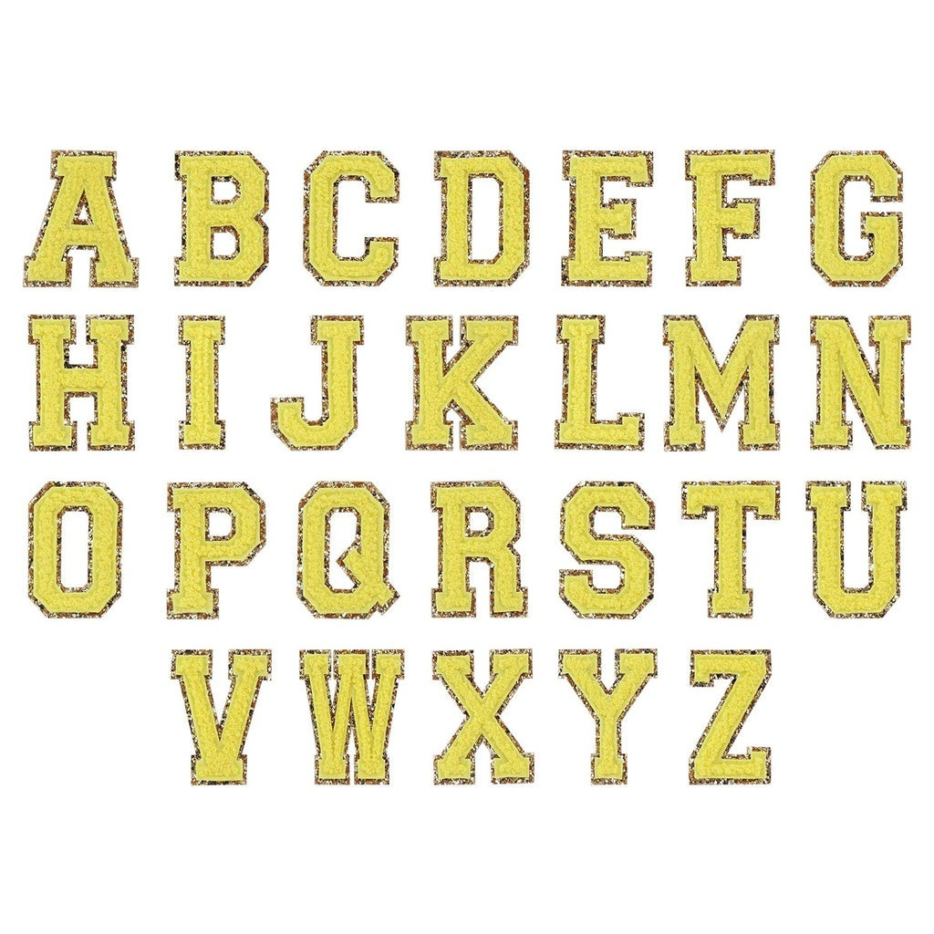 Lemon Glitter Varsity Letter Patches | Stoney Clover Lane