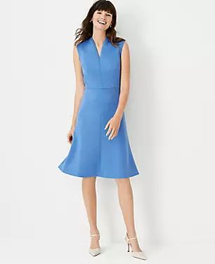The Sleeveless V-Neck Flare Dress in Double Knit | Ann Taylor (US)