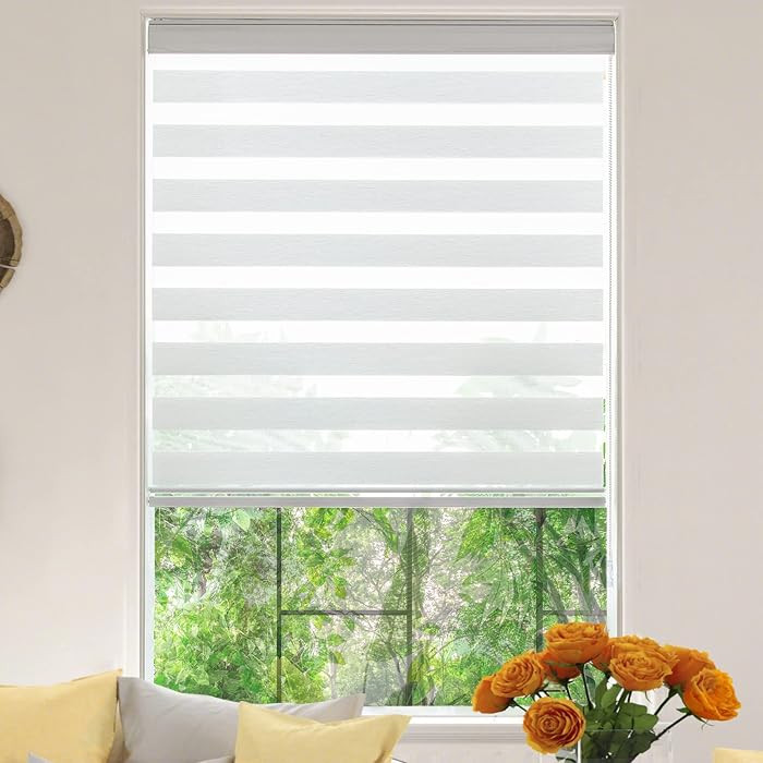 Zebra Roller Window Blinds,Custom Cut to Size,Roller Blinds Dual Layer Roller Shade Blinds, White... | Amazon (US)