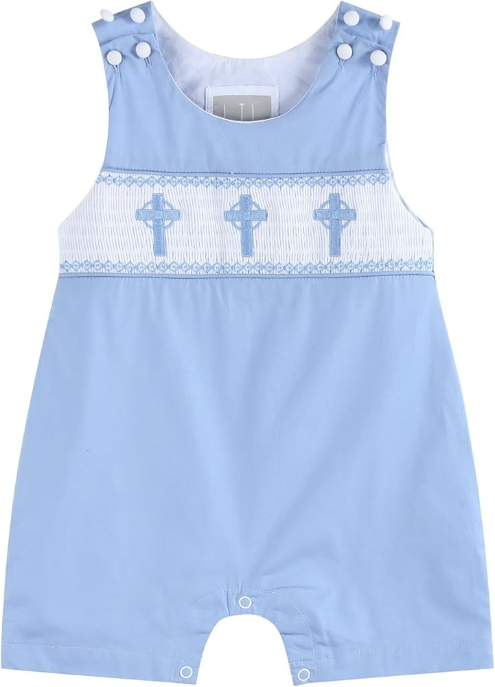 Lil cactus Boys Baby and Toddler Easter Applique Shortalls | Amazon (US)