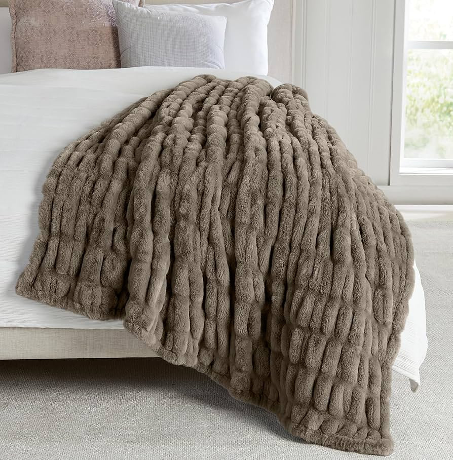 Springtree Home Luxury Micro Plush Throw Blanket | Thick Faux Fur | Brown | Amazon (US)