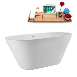Streamline 54 in. x 30 in. Acrylic Freestanding Soaking Bathtub in Glossy White With Polished Gol... | The Home Depot