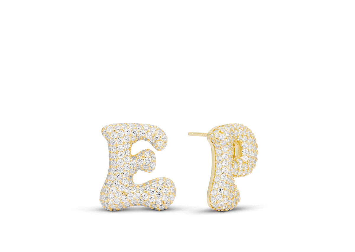 ICED JUMBO LETTER EARRING | EP JEWELS 