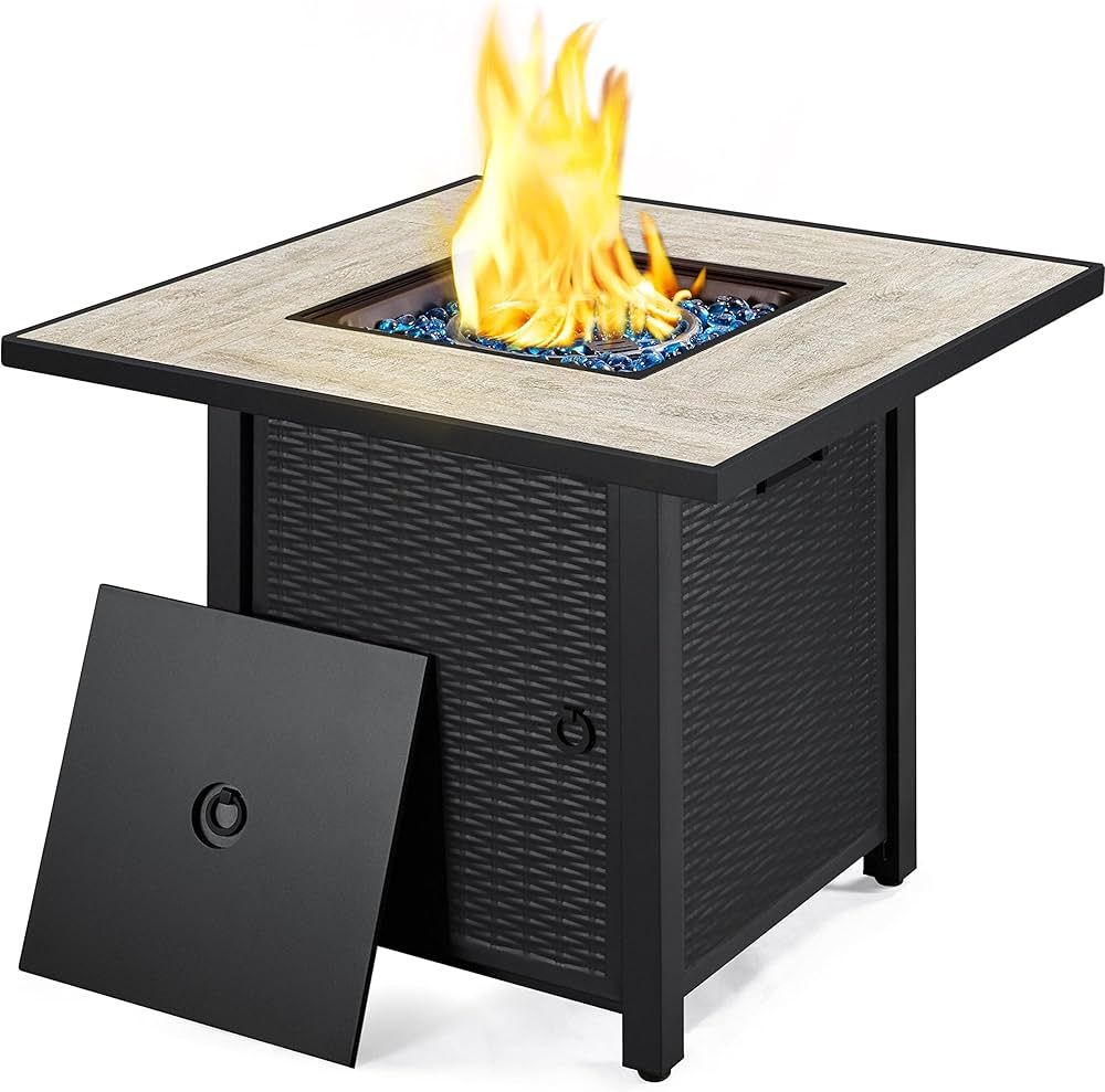 Yaheetech 30" Propane Gas Fire Pit Table 50,000 BTU Square Gas Fire Table with Ceramic Tabletop a... | Amazon (US)