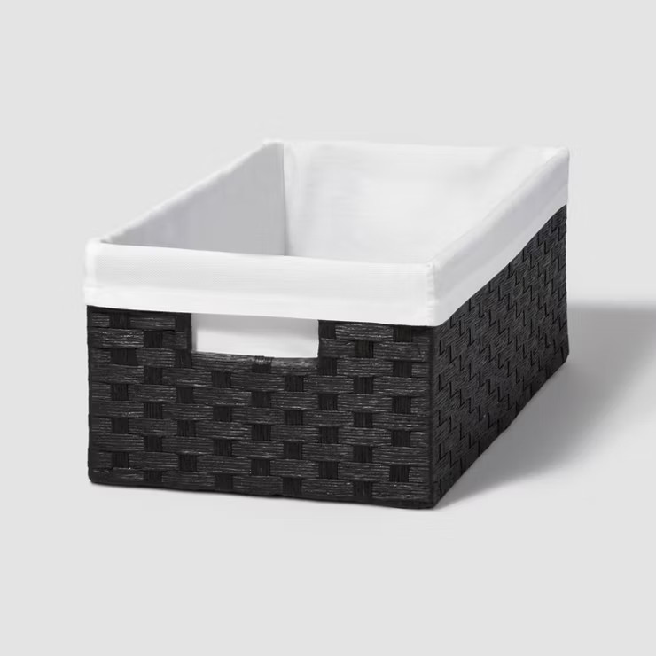 16" x 9" x 6" Lined Woven Media Bin Black - Brightroom™ | Target