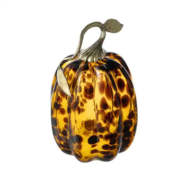 Glitzhome Gold Handle Amber Dots Glass Pumpkin Fall Halloween Table Decor - Set of 3 | Bed Bath & Beyond