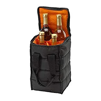Wine Carrier Tote Bag - 4 Bottle Pockets - Attractive wine bag with thick external padding, zipper a | Walmart (US)