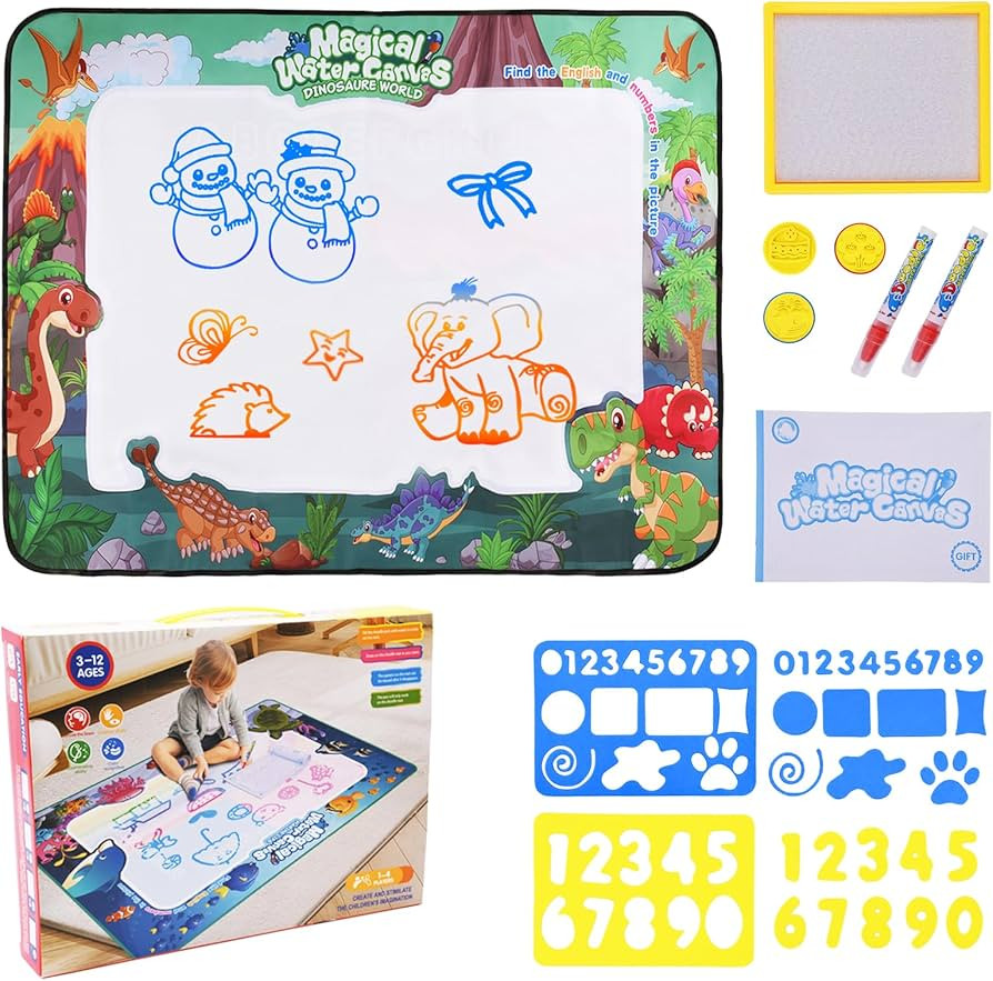 Water Doodle Mat-Educational Drawing Toy for 2-Year-Olds and Kids Ages 3-8-Mess-Free Doodle Board... | Amazon (US)