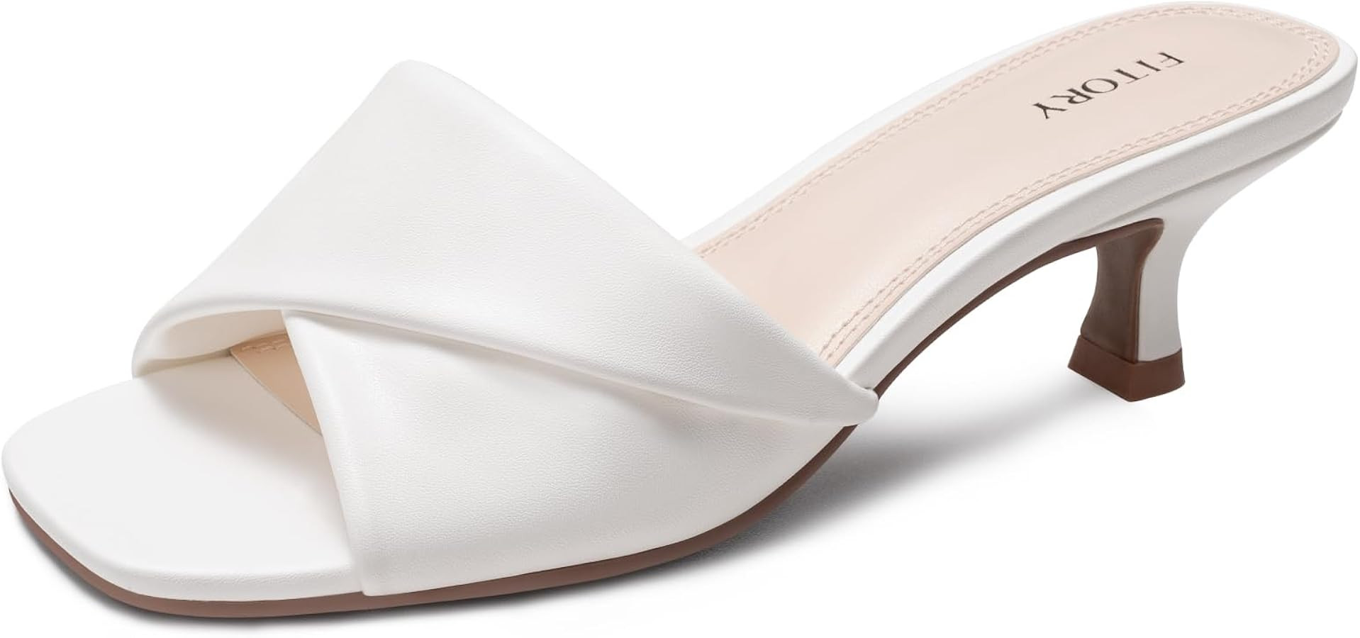 FITORY Womens Kitten Heels,Cross Band Sandals,Dressy Square Open Toe 1.97in | Amazon (US)
