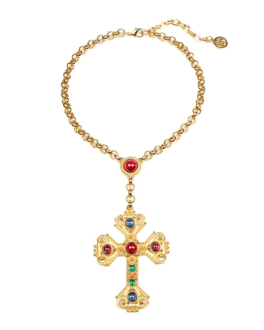 Ben-Amun Gold Long Cross Pendant Necklace | Neiman Marcus