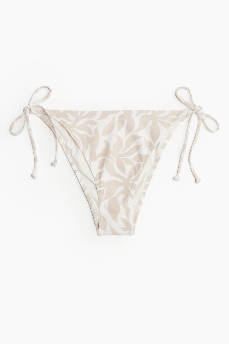 Tie Bikini Bottoms - Regular waist - White/light beige patterned - Ladies | H&M US | H&M (US + CA)