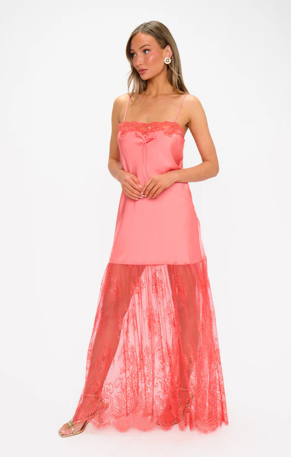 Celine Dress ~ Coral Luxe Satin | Show Me Your Mumu