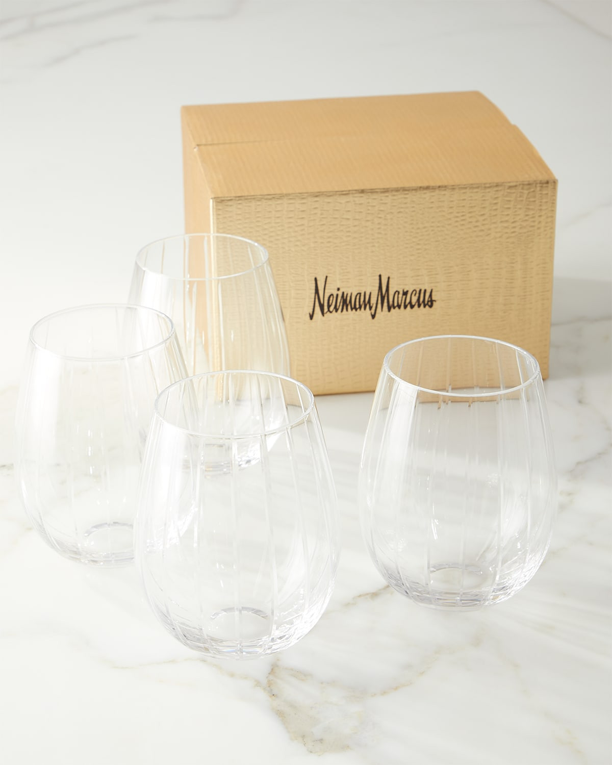 Cut Stemless Wine Glasses, Set of 4 | Horchow