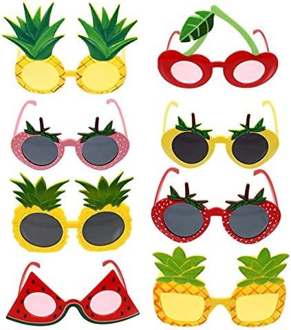 HIPIHOM 8Pcs Fruit Eyeglasses Adult Kids Funny Sunglasses Dress Props for Hawaiian Beach Luau Theme  | Amazon (US)