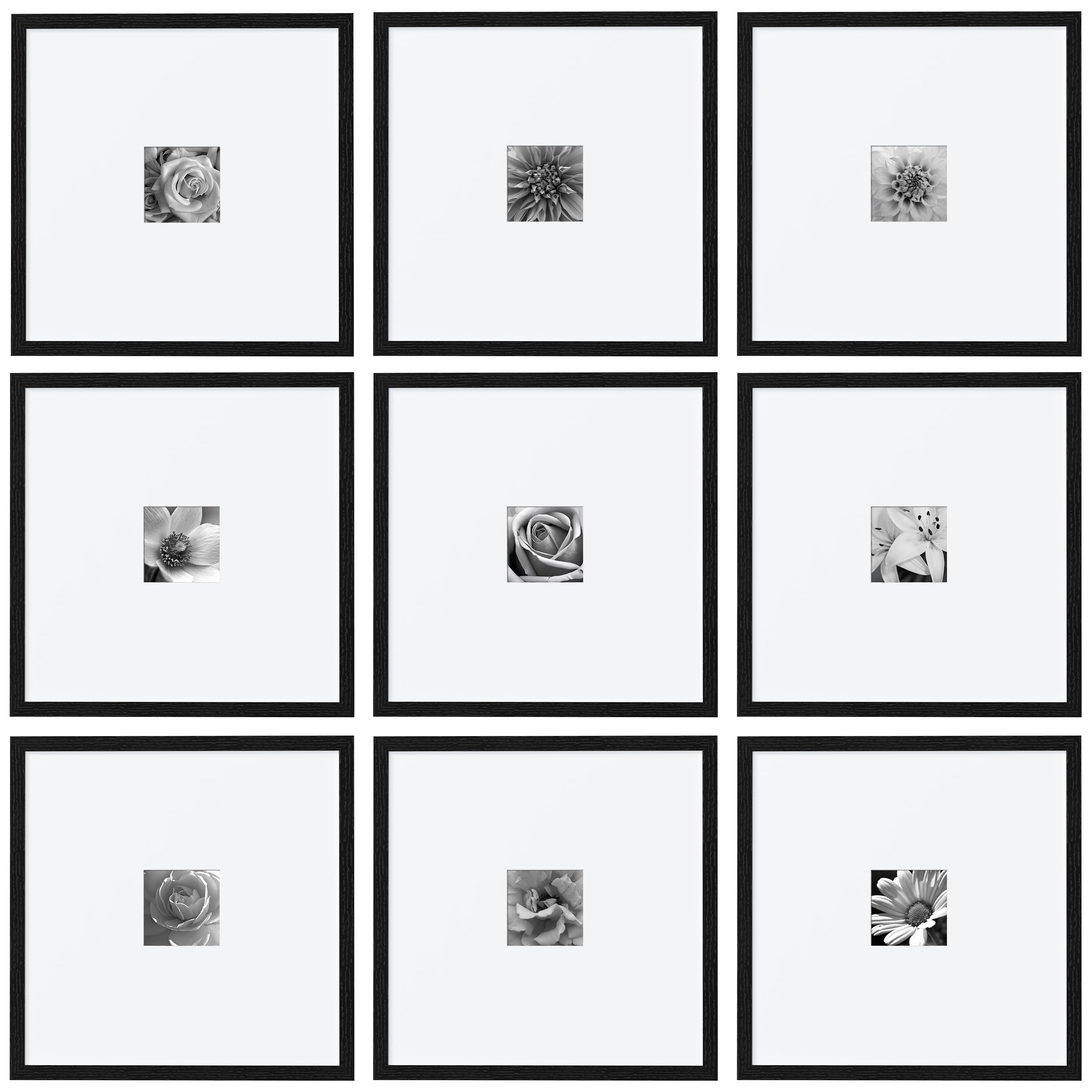 eletecpro 16x16 Picture Frames Set of 9, Classic Gallery Wall Frame Set for 4x4 Photos with Mat o... | Amazon (US)