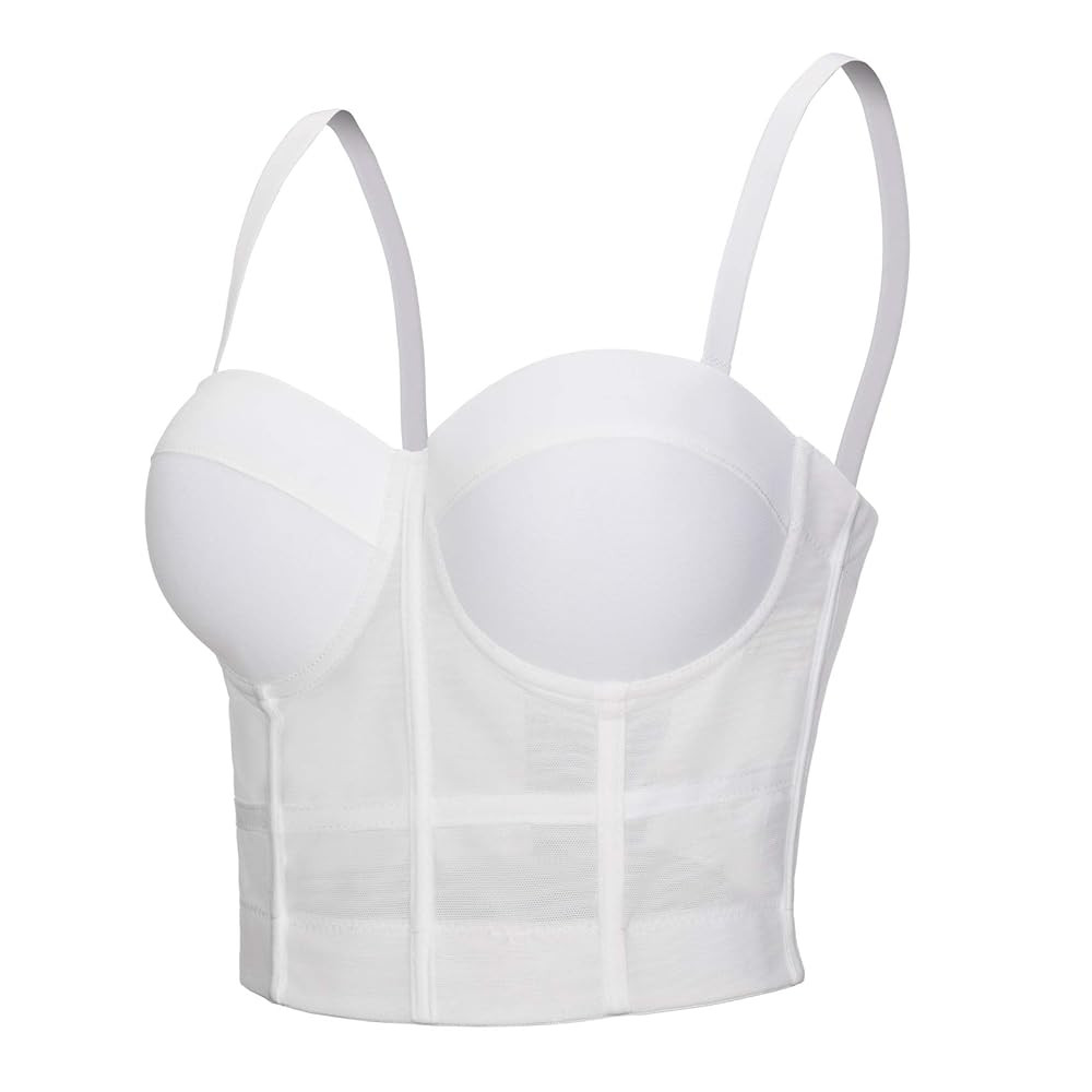 VEENDEO Women's Mesh Breath Push up Bustier Corset Crop Top Club Party Vest | Amazon (US)