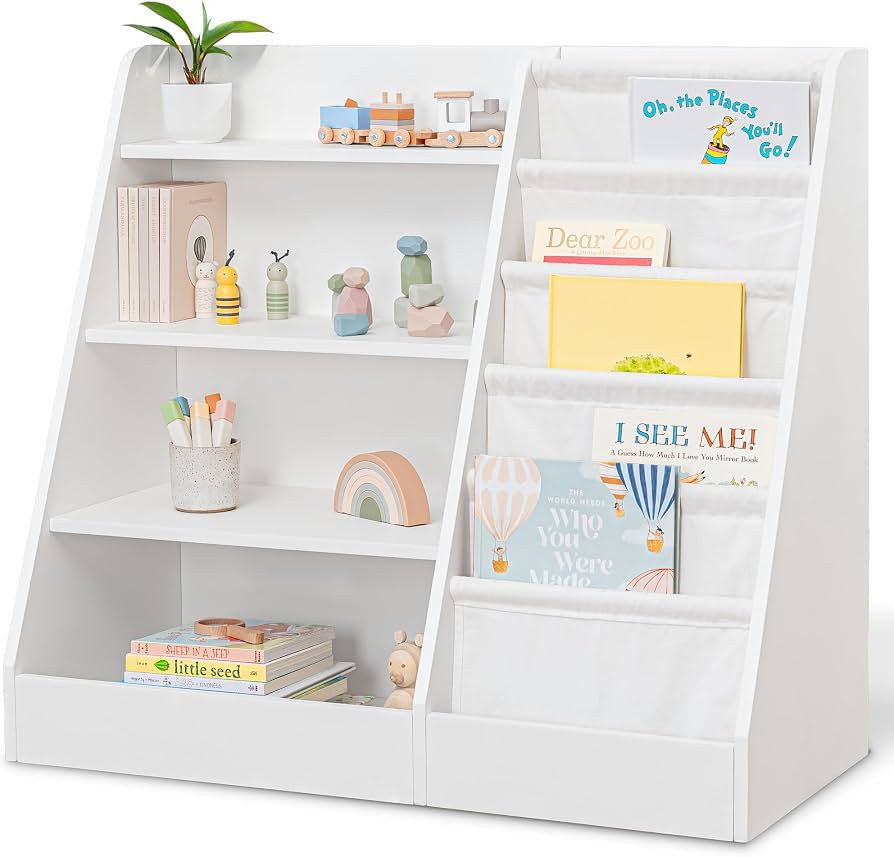 Comfy Cubs Kids Bookshelf 35.2 x 15.7 x 31.5 Inches - Sturdy MDF Montessori Book Shelf with Soft ... | Amazon (US)