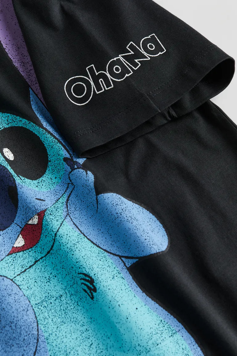 Oversized Printed T-shirt - Black/Lilo & Stitch - Kids | H&M US | H&M (US + CA)