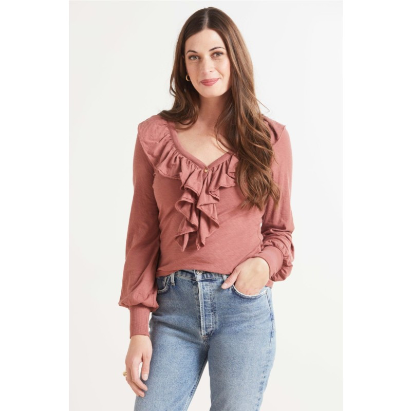 NATION LTD Lalita Ruffled Henley | EVEREVE | Evereve