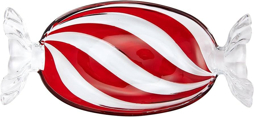Peppermint Christmas Holiday Twist Glass Candy Dish, 13.75 Inch | Amazon (US)