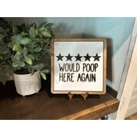Funny Bathroom Sign 5-star Wood Framed Restroom Decor | Etsy (US)