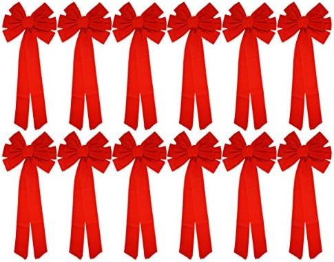 Black Duck Brand Set of 12 Christmas Red Velvet Bows 26" Long 10" Wide 10 Loop Holiday/Christmas ... | Amazon (US)